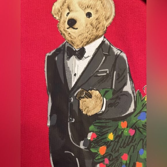 Ralph Lauren Polo Boys Holiday Bear Crew Neck Fleece Sweatshirt L(14-16) - Picture 2 of 6